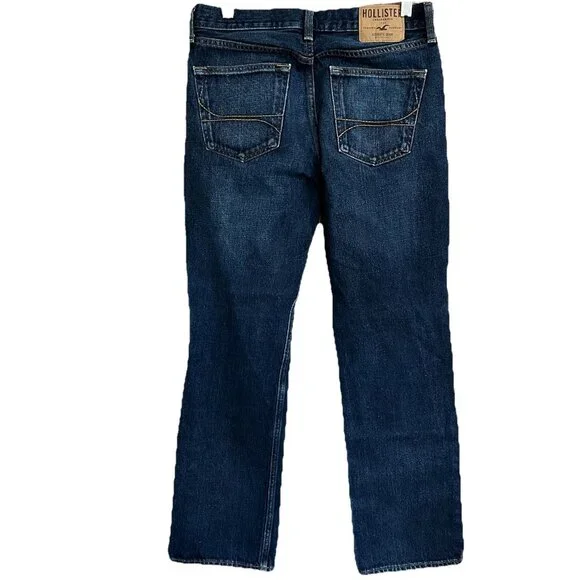 Mens The Hollister Boot Blue Denim Jeans Cotton Button Fly 30X32 Measures 31x31 - Picture 4 of 16